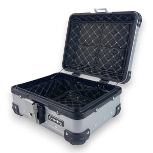 Alukoffer Pro3 rund für Motorrad Silber 22 L Topcase mit Träger universal