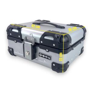 Alukoffer Pro3 rund für Motorrad Silber 22 L Topcase mit Träger universal