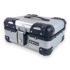 Alukoffer Pro3 rund für Motorrad Silber 22 L Topcase mit Träger universal