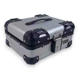 Alukoffer Pro3 rund für Motorrad Silber 22 L Topcase mit Träger universal