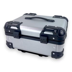 Alukoffer Pro3 rund für Motorrad Silber 22 L Topcase mit Träger universal