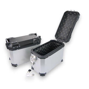 Seitenkoffer Aluminium 38 Liter für Motorrad Silber Wasserdicht