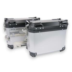 Seitenkoffer Aluminium 38 Liter für Motorrad Silber Wasserdicht