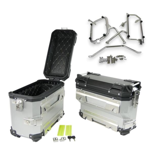 Side Case Aluminium Set 38L/35L & Rack for BMW G 310 Silver