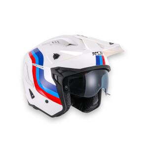 Helm Ufo Sheratan Jet für BMW weiß rot-blau XS-XL & Sonnenblende
