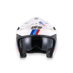 Helm Ufo Sheratan Jet für BMW weiß rot-blau XS-XL & Sonnenblende