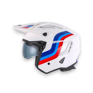 Helm Ufo Sheratan Jet für BMW weiß rot-blau XS-XL & Sonnenblende