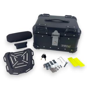 Topcase Pro3 rund Alu Schwarz 35 Liter Motorradkoffer mit Halterplatte universal