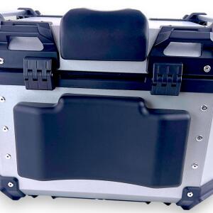 Alukoffer Pro3 rund Silber 45 Liter mit universal Topcase Träger für Motorrad/ Quad/ Roller