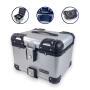 Alukoffer Pro3 rund Silber 45 Liter mit universal Topcase Träger für Motorrad/ Quad/ Roller