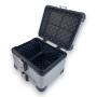 Alukoffer Pro3 rund Silber 45 Liter mit universal Topcase Träger für Motorrad/ Quad/ Roller