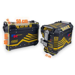 Side Case Pro3 2-Piece Set 46L GS Design with Cut-Out Aluminum for Motorcycle