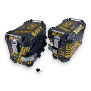 Side Case Pro3 2-Piece Set 46L GS Design with Cut-Out Aluminum for Motorcycle