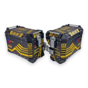 Side Case Pro3 2-Piece Set 46L GS Design with Cut-Out Aluminum for Motorcycle