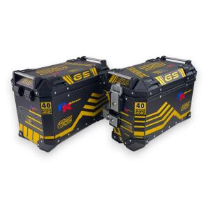 Side Case Pro3 2-Piece Set 46L GS Design with Cut-Out Aluminum for Motorcycle