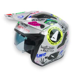 Jethelm für Motocross Bunt mit Sonnenblende 58/M UFO...