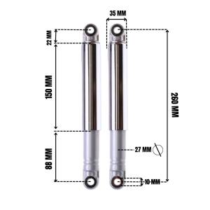 Stoßdämpfer Satz IMCA 260mm für Roller/ Mofas/ Mopeds in Chrom MKX