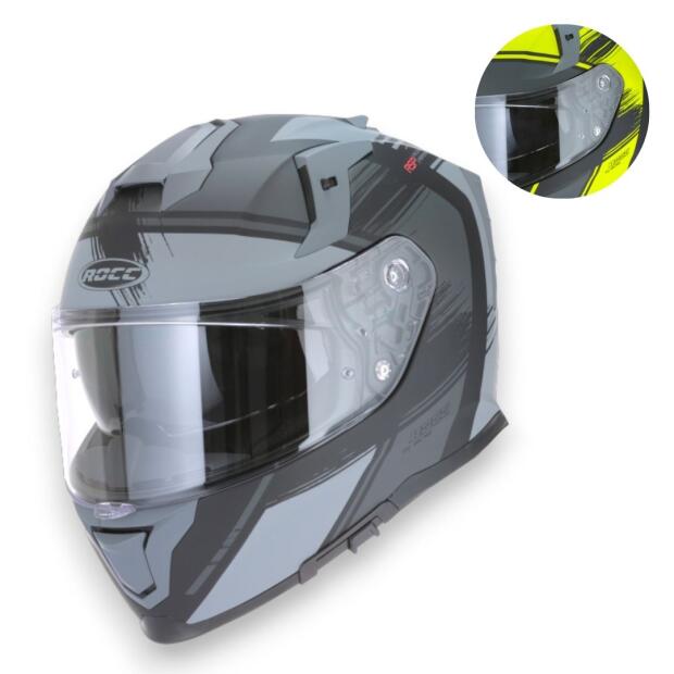 Integralhelm Rocc 341 in matt mit Sonnenblende für Motorrad & Roller & Quad