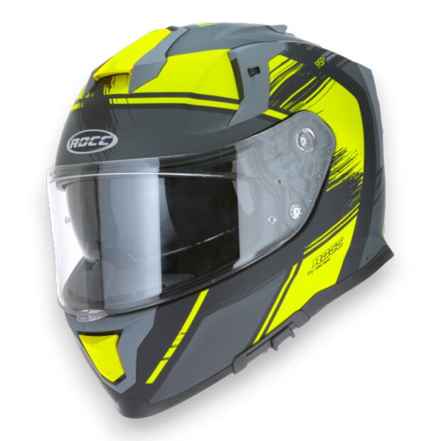 Helmet Rocc 341 Full Face XS in Black-yellow matt with Sun Visor for Motorcycle, Scooter & Quad