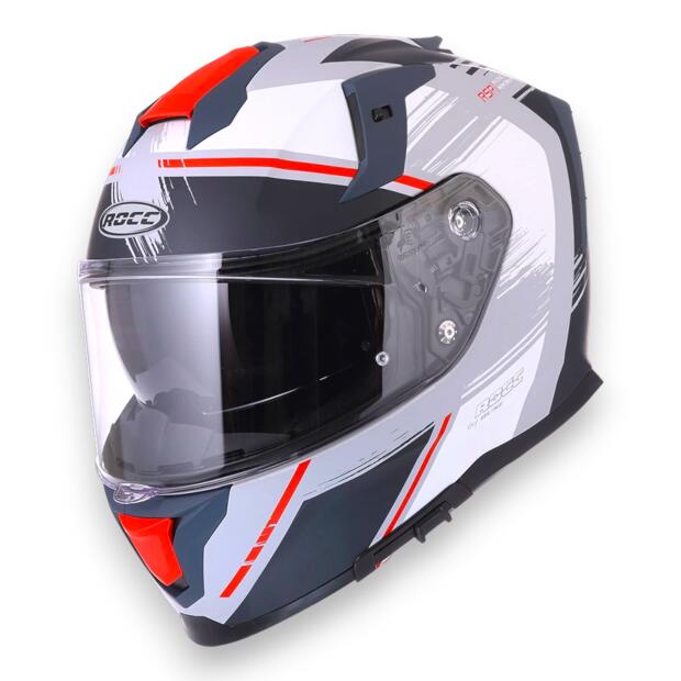 Helmet Rocc 342 Full Face in Matt with Sun Visor for Motorcycle, Scooter & Quad XXL Black-red matt