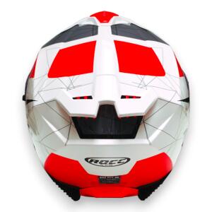 Motorradhelm M Rocc 390 Weiß-Rot mit Sonnenblende für Motorrad & Roller & Quad