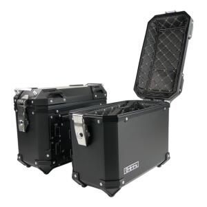 Seitenkoffer Set für Suzuki DL 650 / 800 / 1000 / 1050 V-Storm  2x 28L Schwarz mit Universalträger