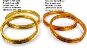 Aluminium Rim Set Racing Gold Front & Rear for Yamaha XT 500 Anodized