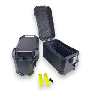 Seitenkoffer Set schwarz 46+43 L für BMW F 750 & 800 & 850 & 900 GS Adventure Cut Out