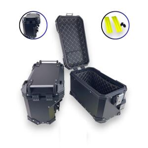 Alukofferset & Träger schwarz für BMW F 750/800/850/900 GS 45L & 46L+43L Cutout