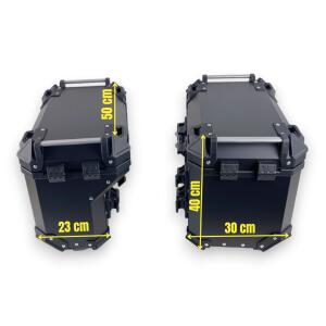 Alukofferset & Träger schwarz für BMW F 750/800/850/900 GS 45L & 46L+43L Cutout