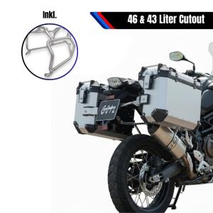 Seitenkoffer Set 6 + 43L Silber für BMW F 750 & 800 & 850 & 900 GS Adventure Cutout