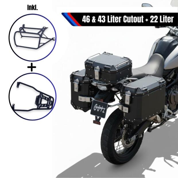 Alukoffersystem & Träger schwarz für Harley Davidson Pan America 22L &46L Cutout
