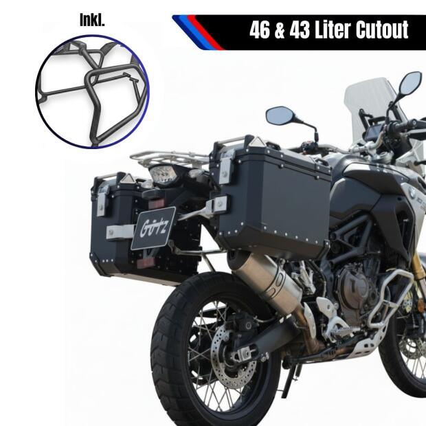 Seitenkoffersystem Alu 46 L schwarz für KTM 1050-1290 Adventure & Träger Cutout