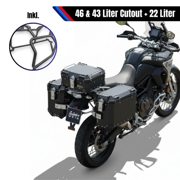 Alukoffersystem Schwarz für KTM 1290 Adventure 22 L Topcase & Seitenkoffer 46 L Cutout