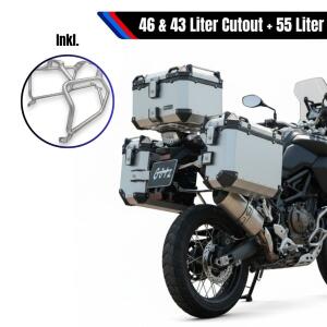 Case system silver alu for Honda CRF 1100 Africa Twin 55L & 46L Cutout