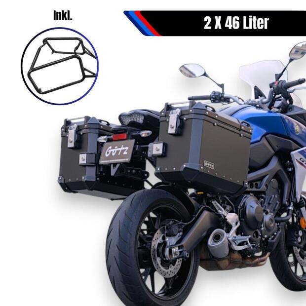 Side Case set alu black & rack for Kawasaki Versys 650 2x 46 liter