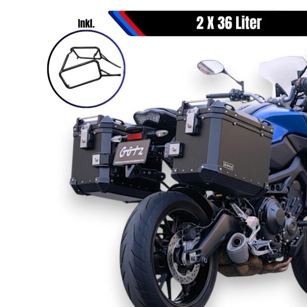 Seitenkofferset alu & Träger Schwarz für Kawasaki Versys 650 2 X 36 Liter