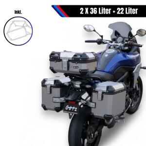 Alukofferset & Träger Silber für Kawasaki...