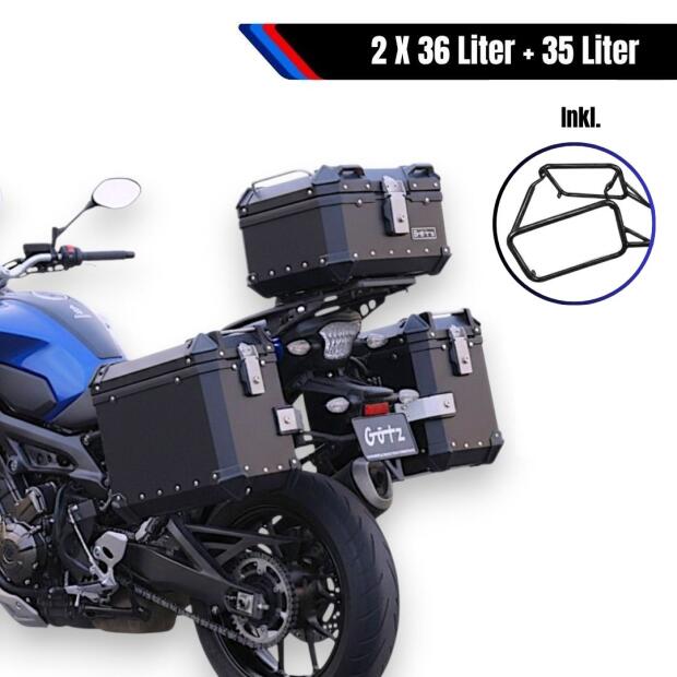 Alukofferset & Träger Schwarz für Honda NT 1100 35L & 2x36L Top & Seitenkoffer