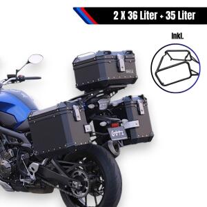 Alukofferset & Träger Schwarz für Honda NT 1100 35L & 2x36L Top & Seitenkoffer