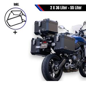 Alukofferset & Träger Schwarz für Honda NT 1100 55L & 2x36L Top & Seitenkoffer