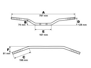 Motocross alu handlebars, high for MZ / MUZ RT 125 in titanium with ABE