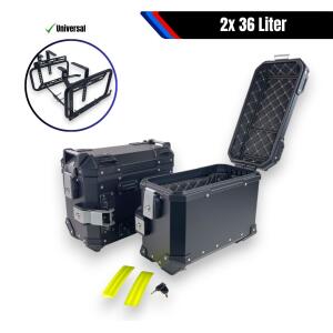 Motorrad Seitenkoffersystem 2x36L schwarz & Universal...