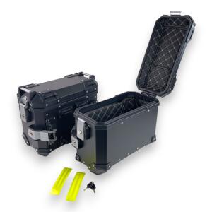 Motorrad Seitenkoffersystem 2x46L schwarz & Universal Träger