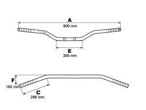 Steel-Handlebar Dragbar Long chrome 25,4mm for Yamaha XVZ 1300