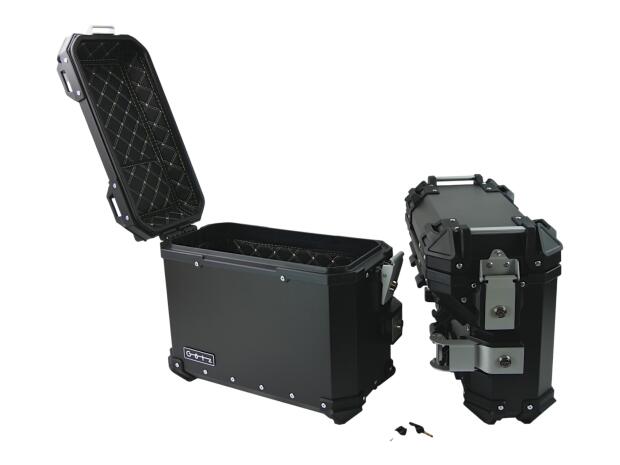 Seitenkofferer 2-Set Pro3 Alu 36+33 L Cutout Schwarz für Motorrad