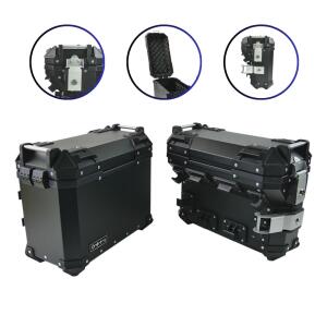 Alukofferset & Träger schwarz für BMW F 750/800/850/900 GS 55L & 36L+33L Cutout
