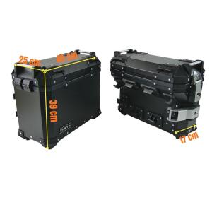 Alukofferset & Träger schwarz für BMW F 750/800/850/900 GS 55L & 36L+33L Cutout