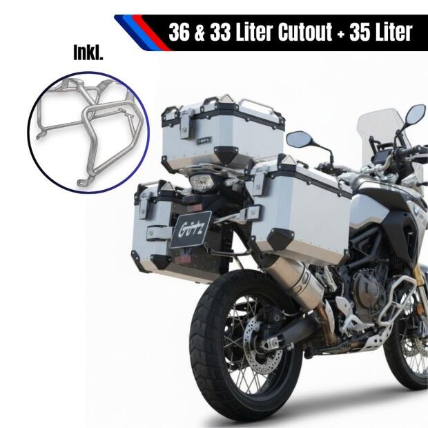 Alukofferset & Träger silber für BMW F 750-900 GS 35L & 36L/33L Cutout