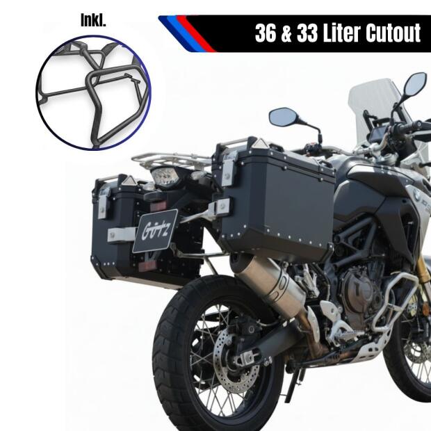 Pannier Box Set alu & rack black for BMW BMW F750/800/850/900 GS Adventure 36l &33l Cutout
